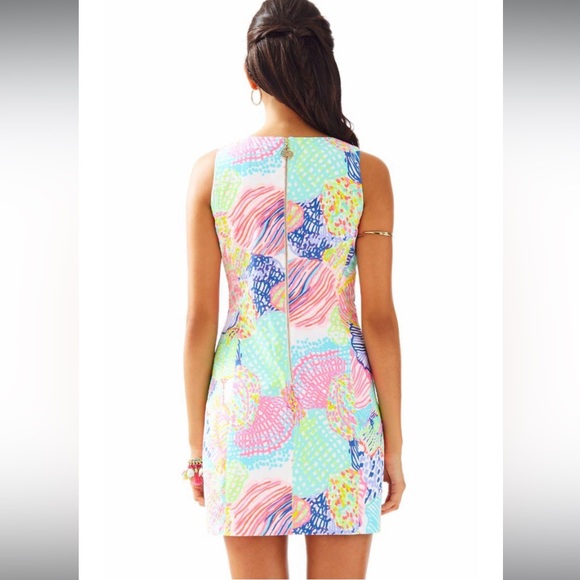 Lilly Pulitzer Mila shift dress, neon pink, green - Picture 4 of 11